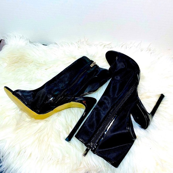 Simmi Women's Black Mesh Peep-Toe Ankle Boots NWOT Sz-5 - Picture 4 of 6
